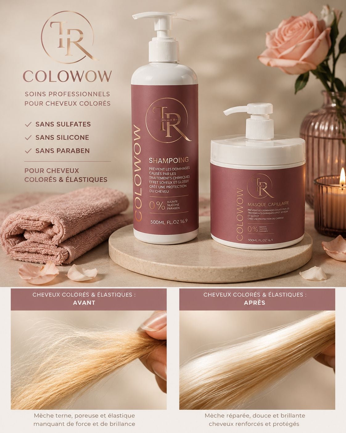 🌈 Gamme Colowow - Régénérante & Protectrice – Shampoing & Masque 500ml