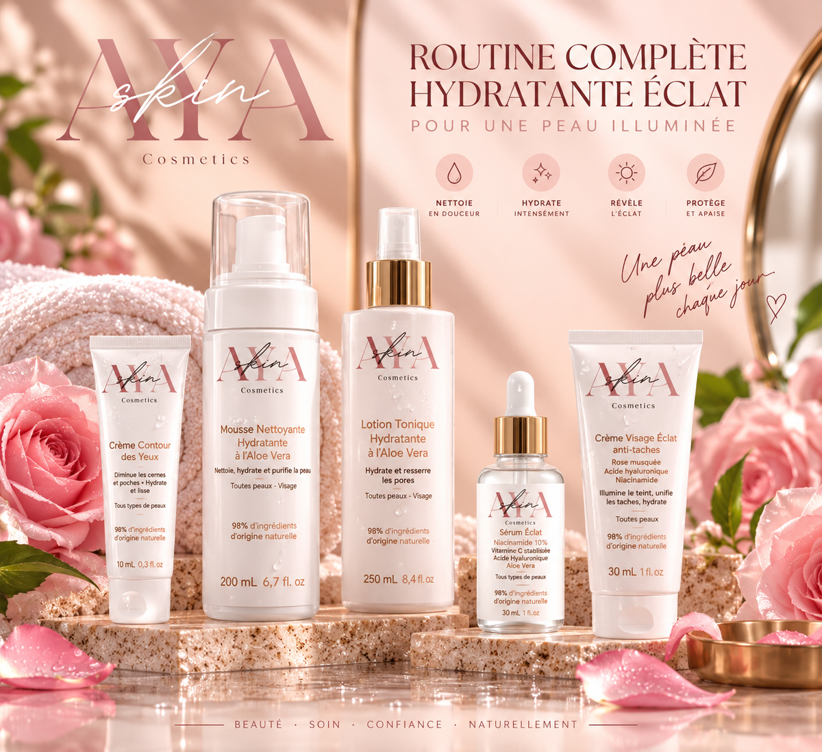 💦Gamme Hydratante Éclat – Visage – Routine complete