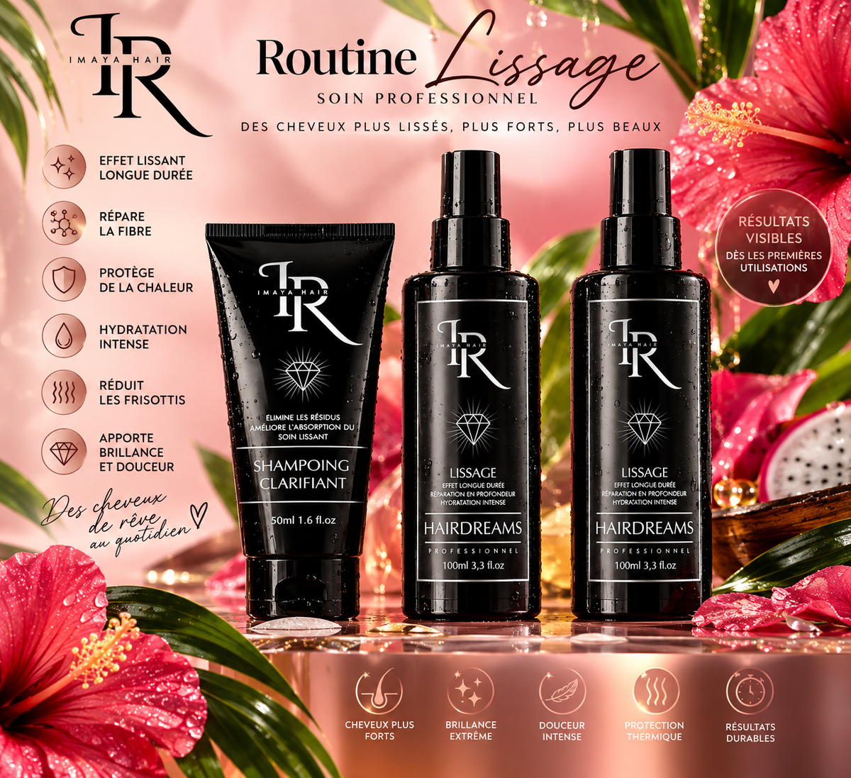 1 Kit Lissage & shampoing clarifiant + 1 Lissage seul ( cheveux long )